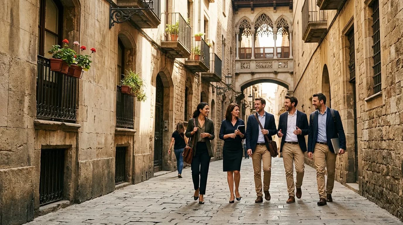 Company event venue in Rome with Mediterranean architecture and team gathering