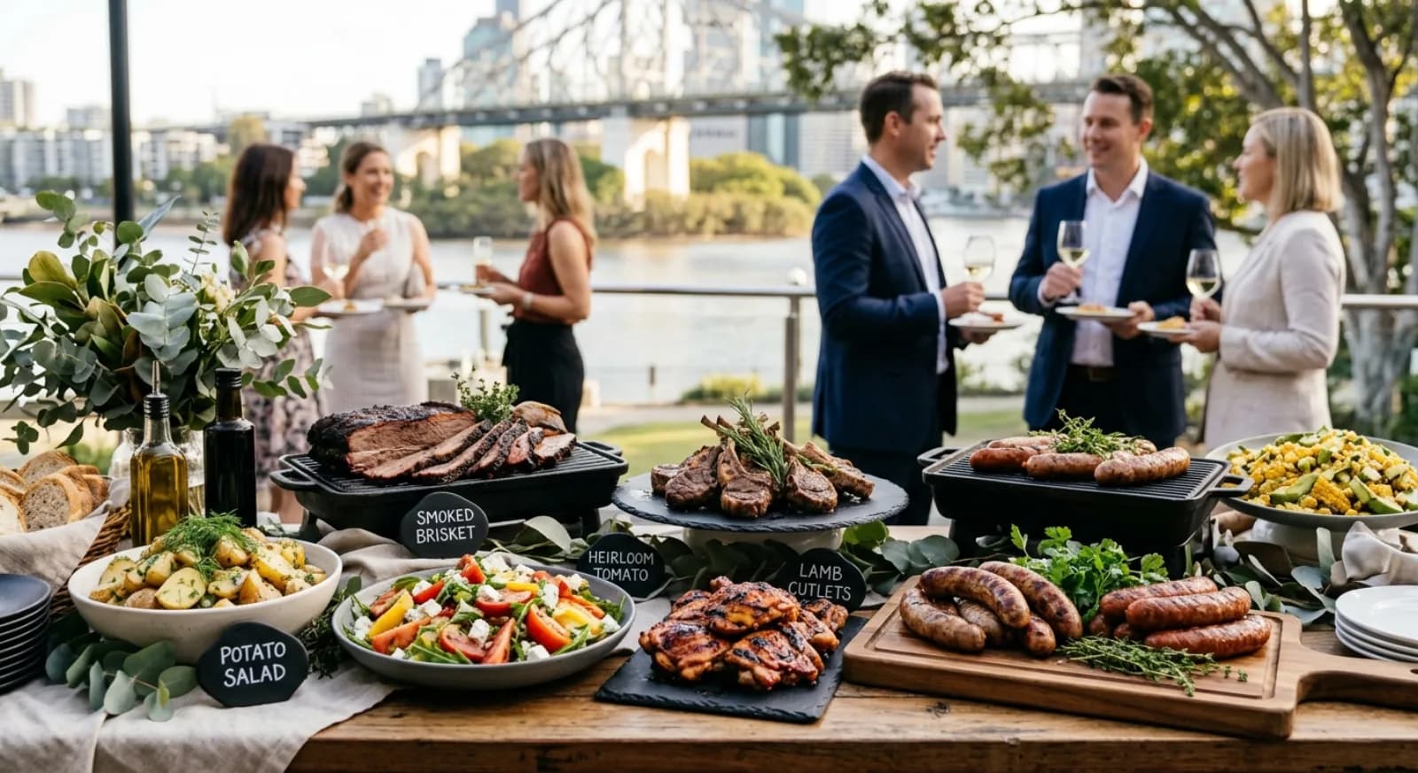 Casual Australian BBQ catering buffet at corporate event in Brisbane
