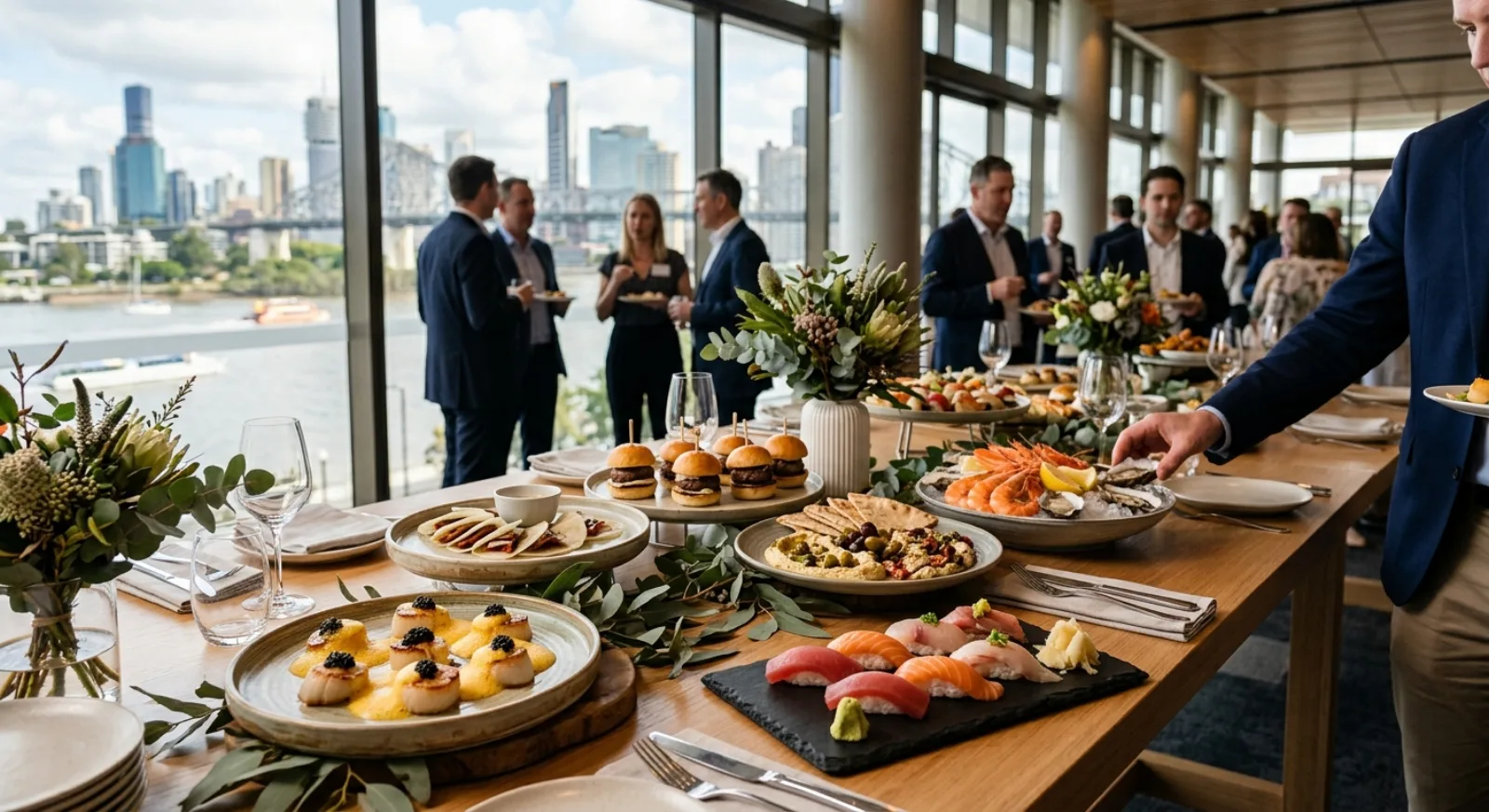 International cuisine catering at corporate event in Brisbane