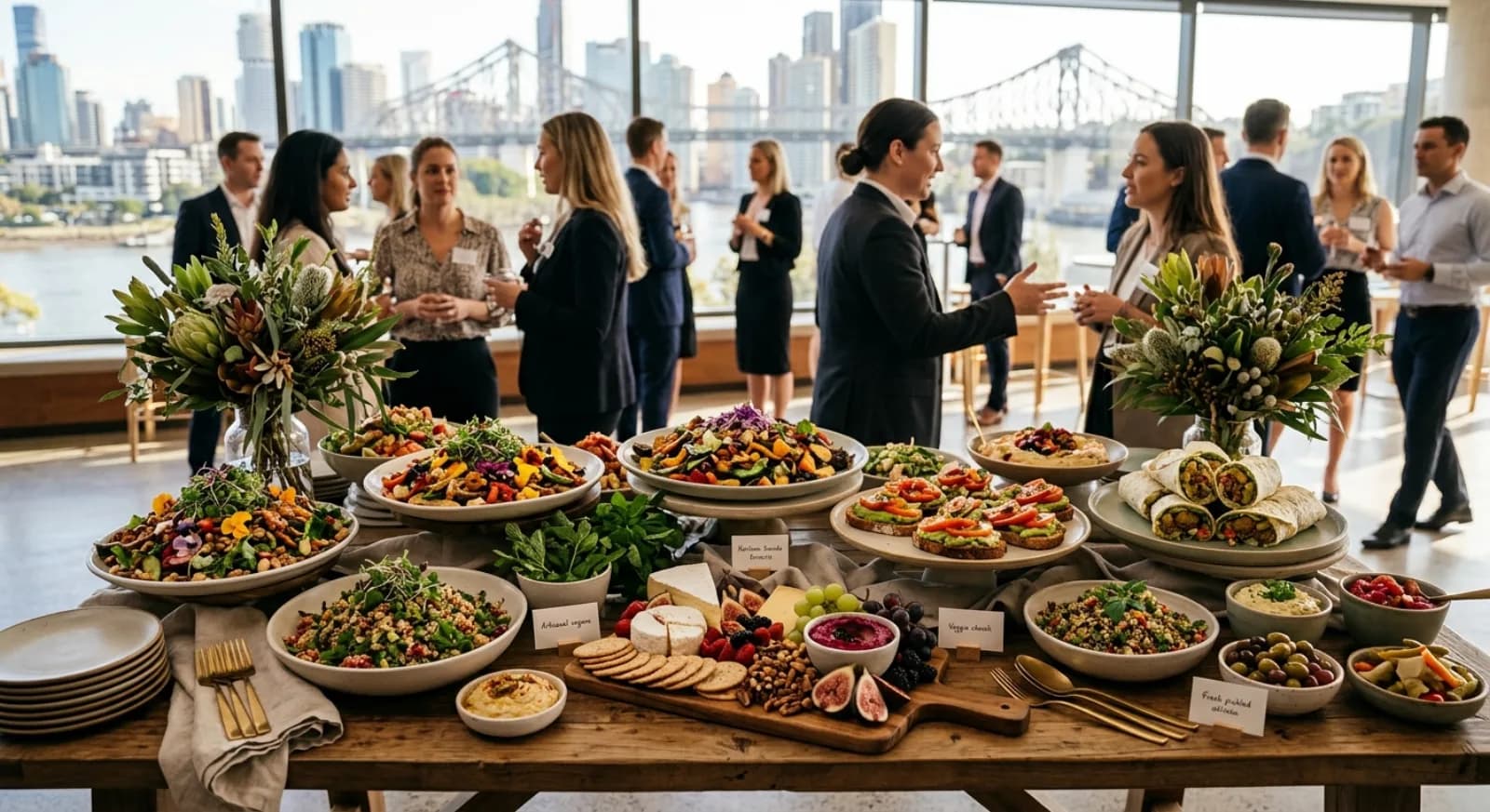 Plant-based vegan catering at corporate event in Brisbane