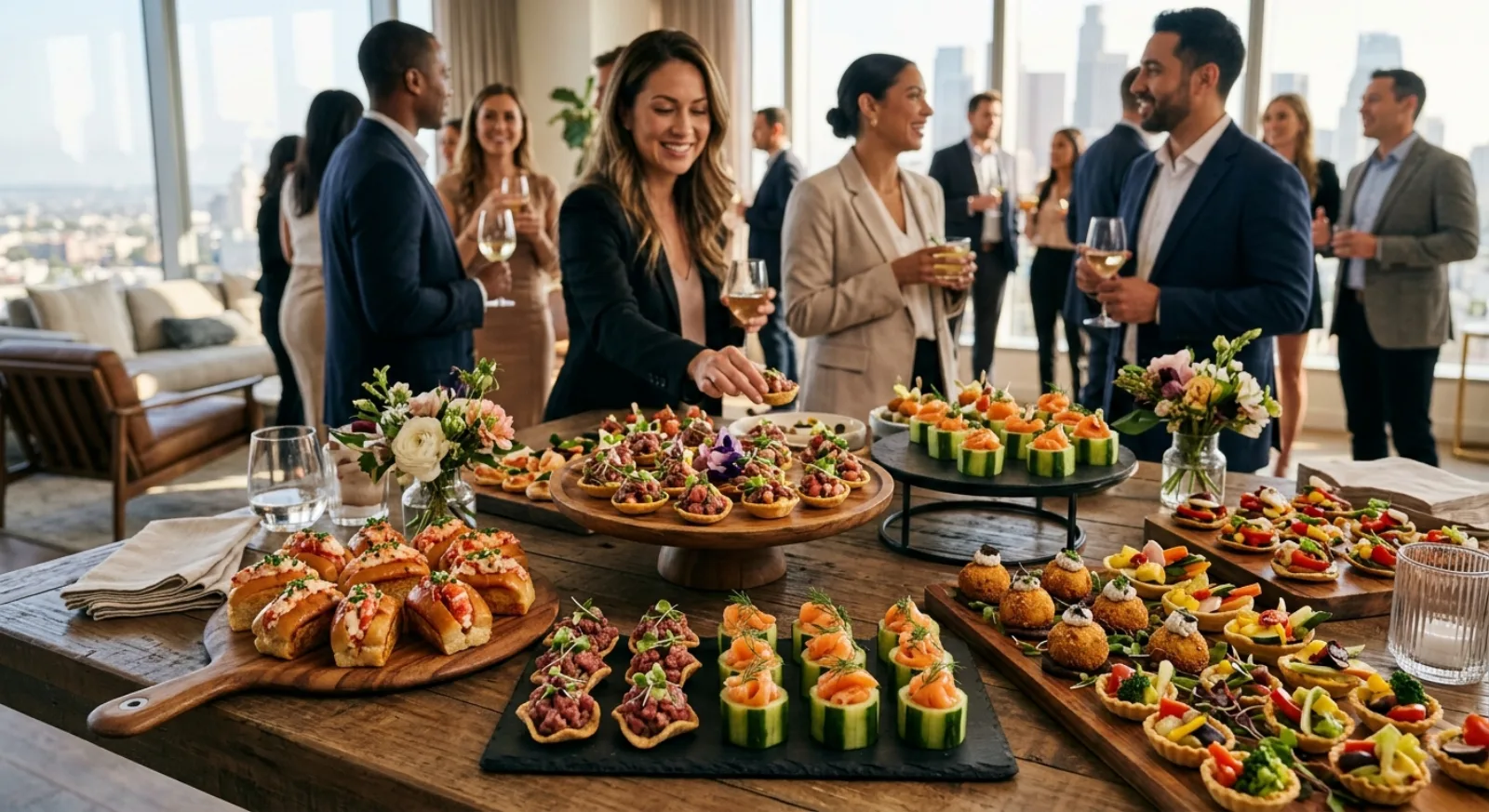 Creative fusion cuisine catering at corporate event in Los Angeles