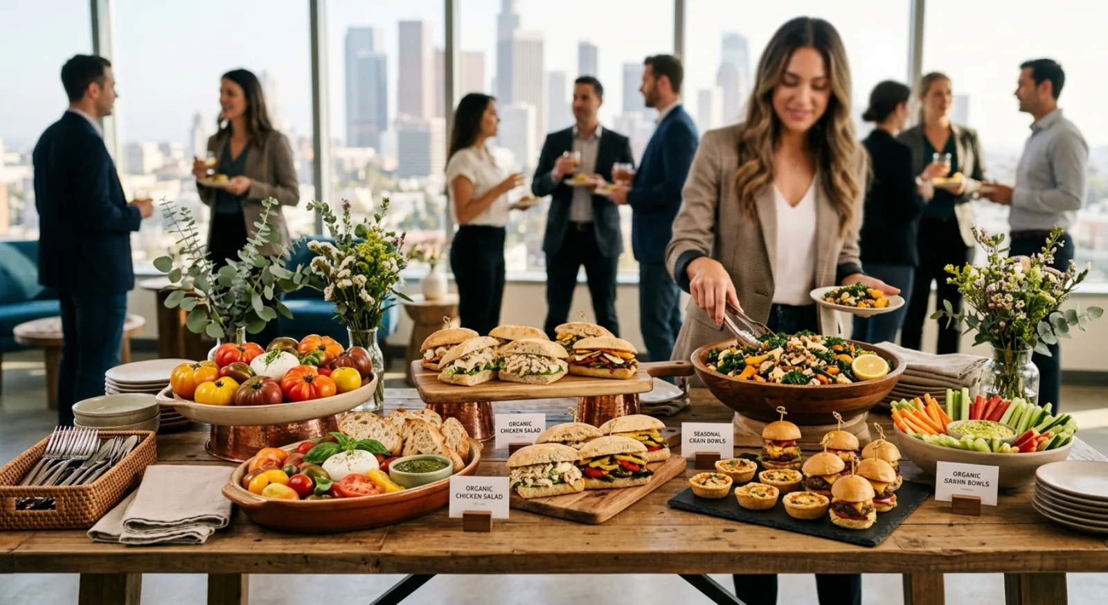 Sustainable eco-conscious catering service at corporate event in Los Angeles