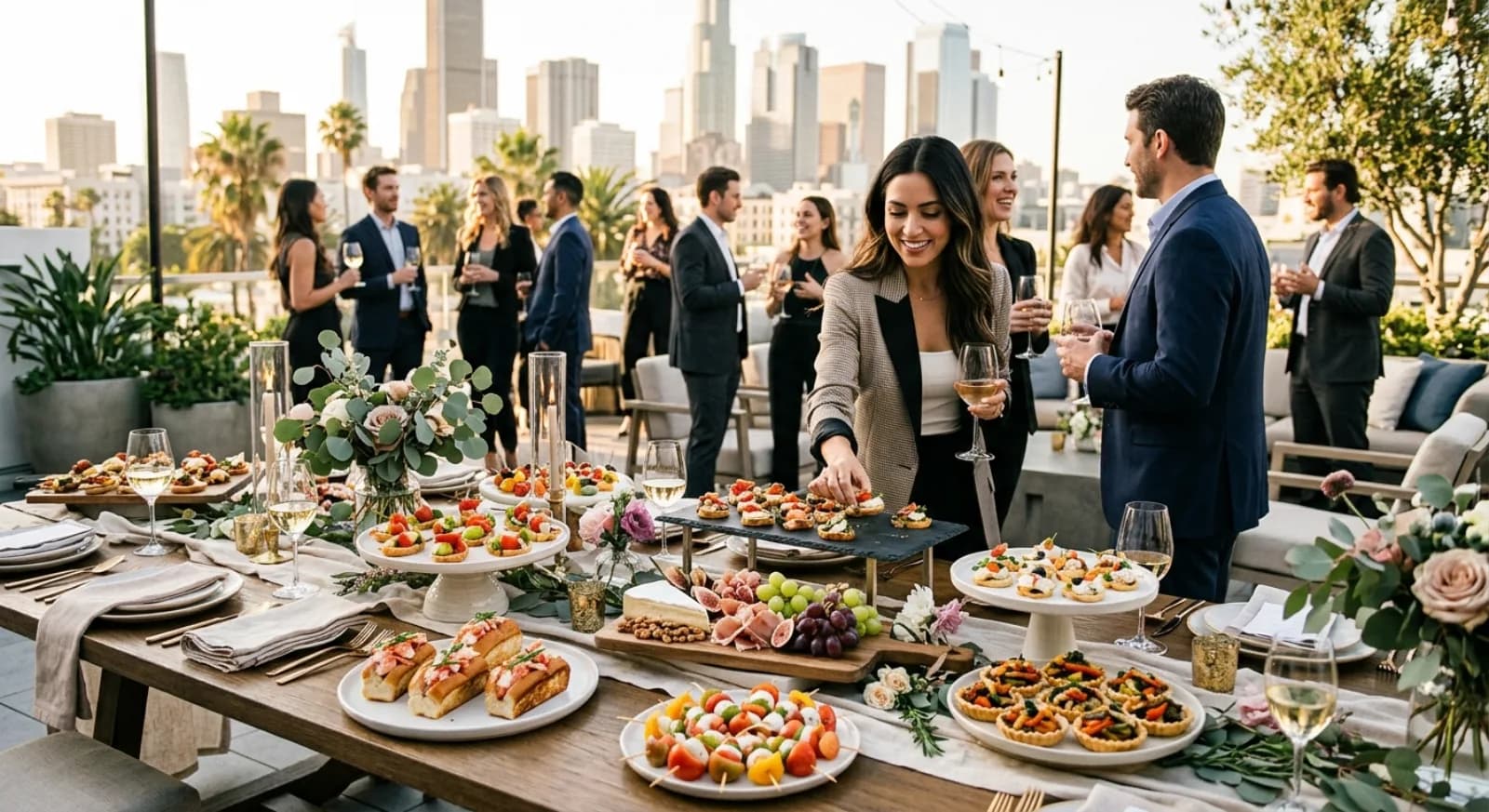 Fine dining plated catering service at corporate event in Los Angeles