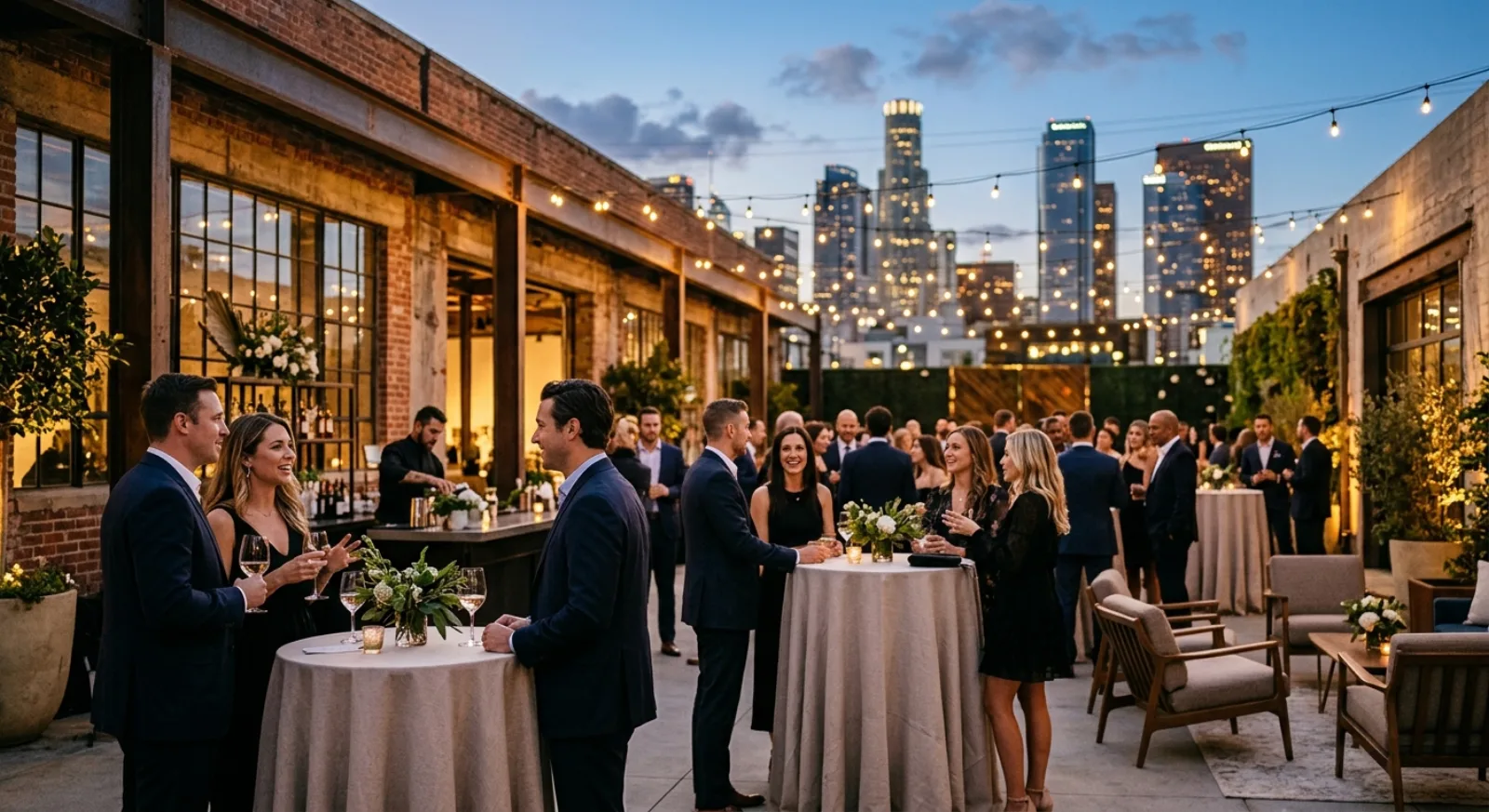 Modern downtown Los Angeles Arts District with industrial event venues and creative spaces