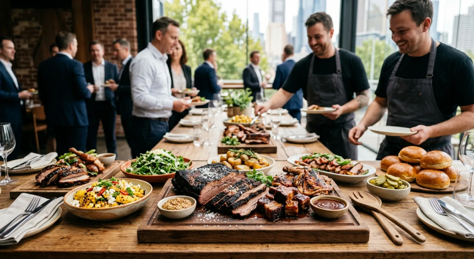 Casual Australian BBQ catering buffet at corporate event in Melbourne