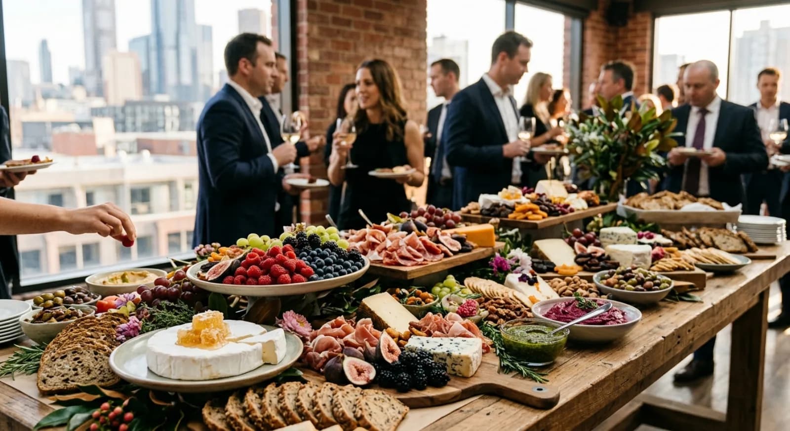 Artisan grazing table catering at corporate event in Melbourne