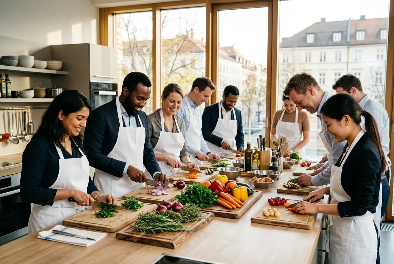 Cooking class studio near Viktualienmarkt in Vienna for corporate team events
