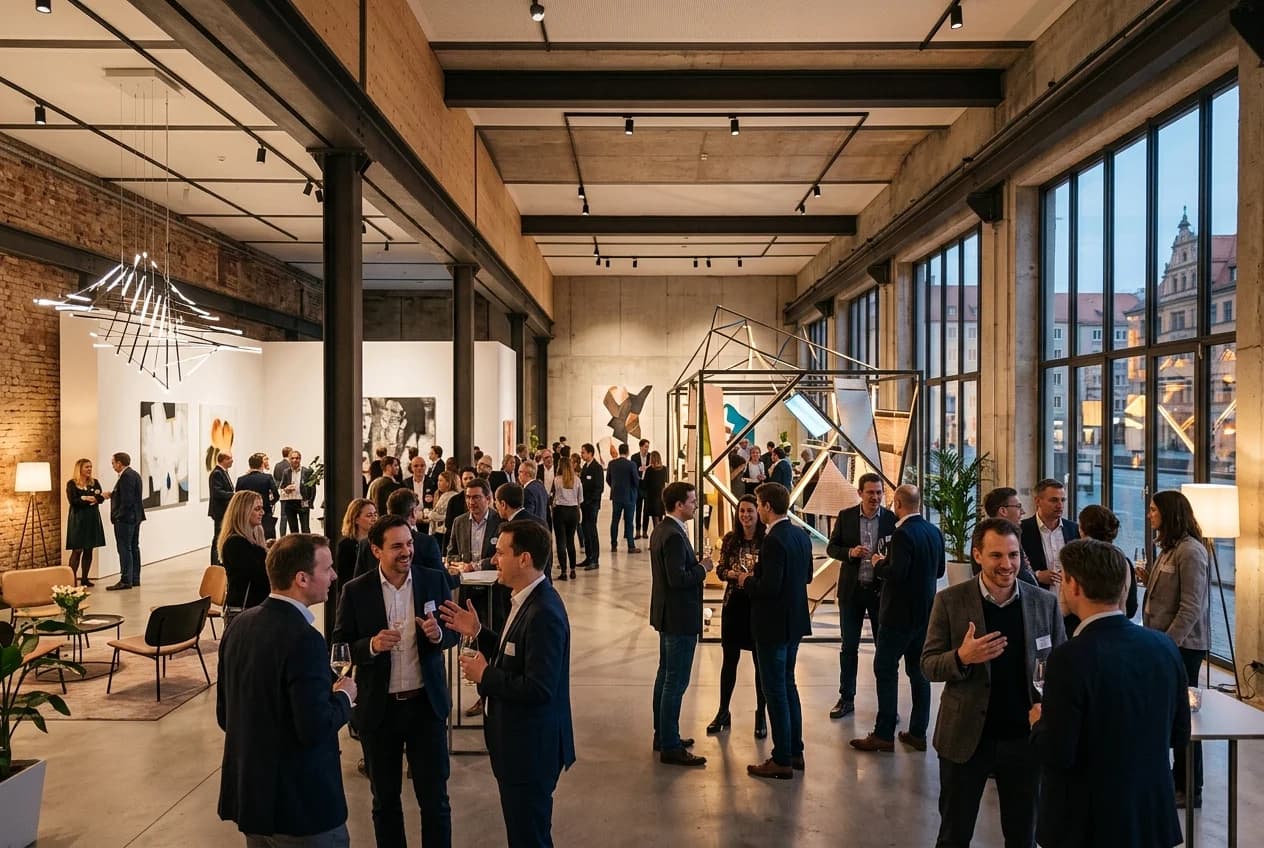 Creative event space in Cologne Maxvorstadt with gallery-style setting for corporate workshop