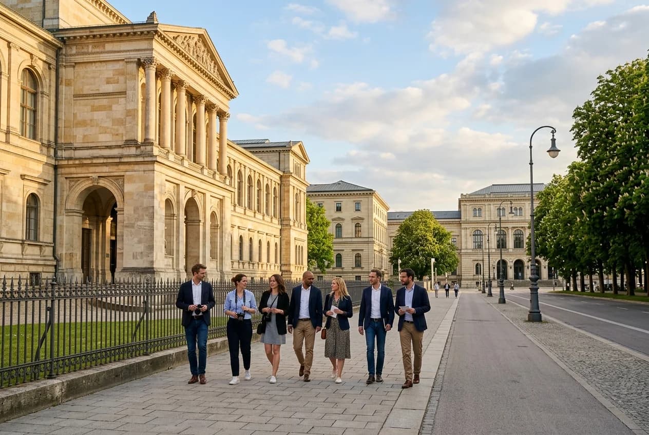 Cultural event space near Koenigsplatz in Cologne Maxvorstadt with museum quarter backdrop