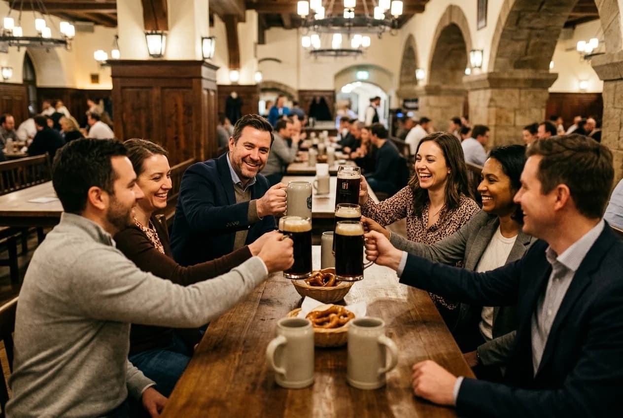 Corporate team at Starkbierfest in Cologne at Paulaner am Nockherberg with Doppelbock