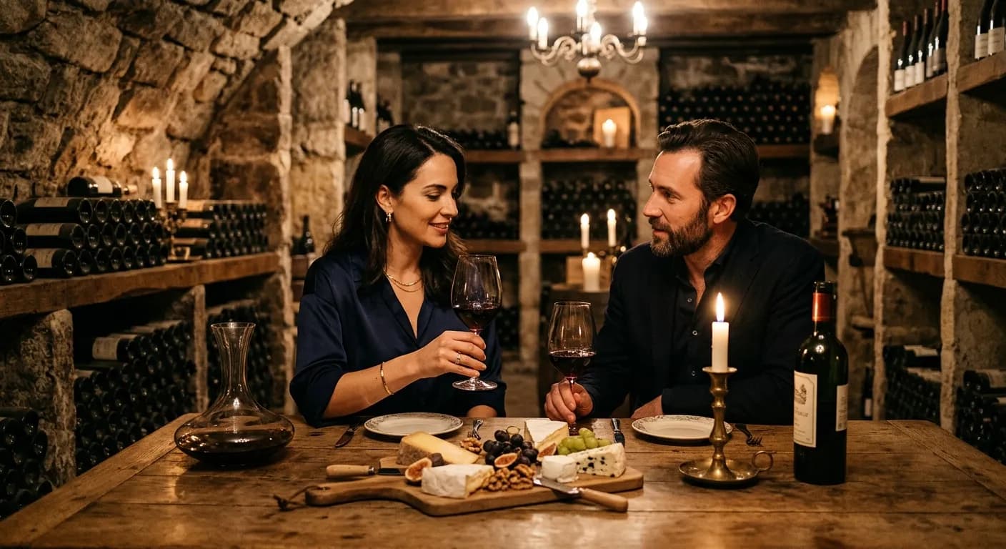 Wine and cheese tasting in a Paris cellar