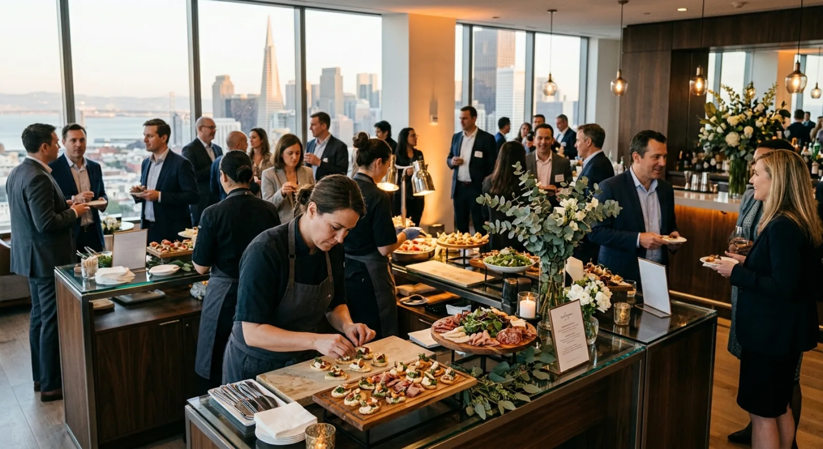 Contemporary fusion catering at corporate event in San Francisco Mission District