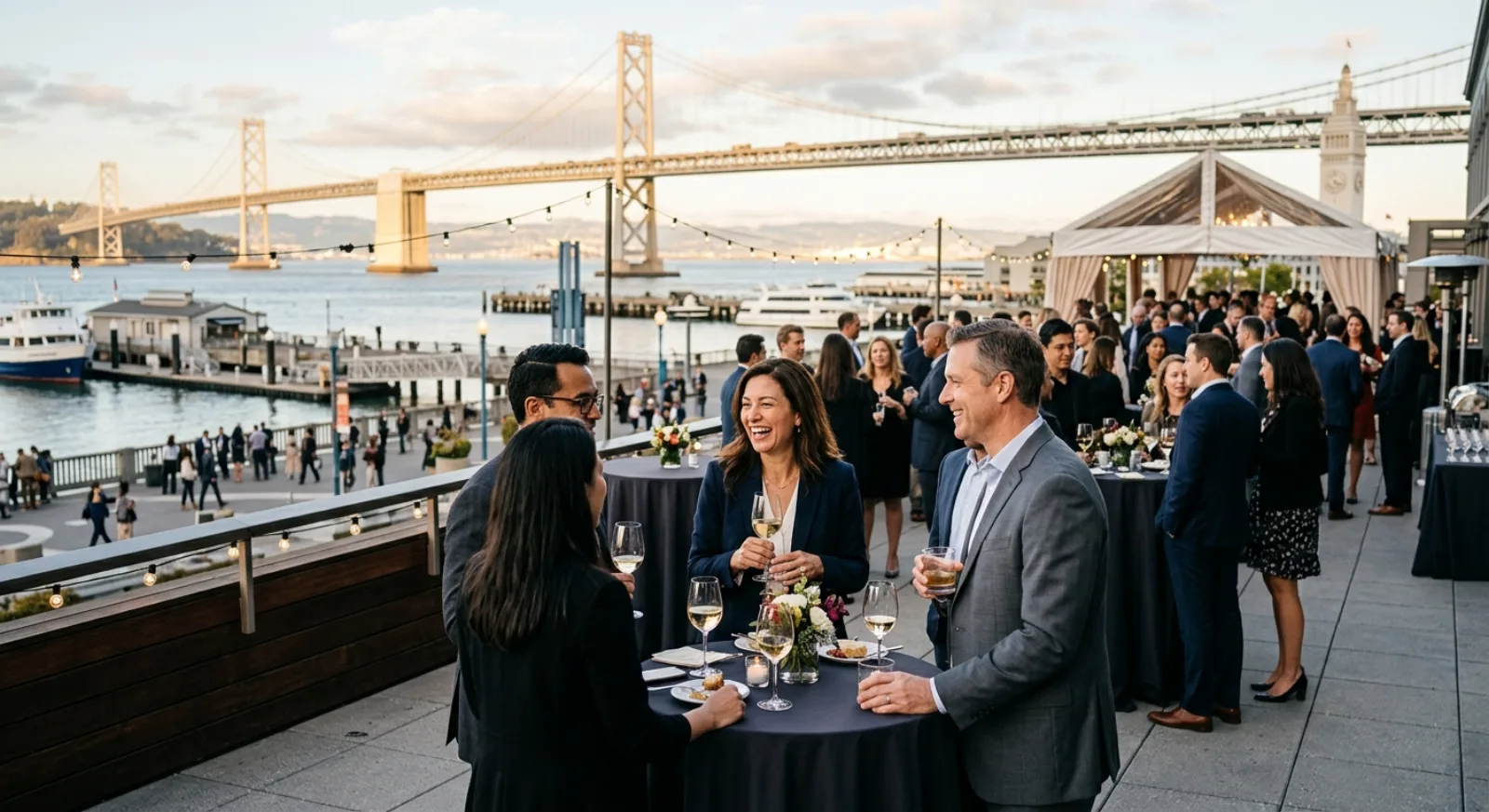 Scenic Embarcadero waterfront venue in San Francisco with Bay Bridge views