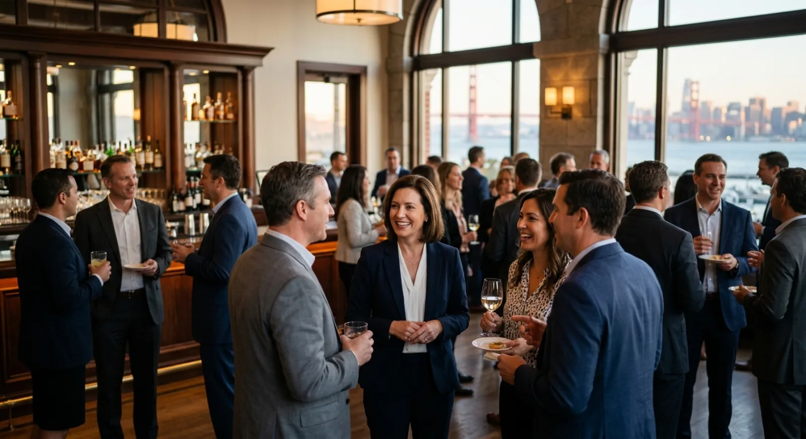 Luxury Financial District San Francisco hotel ballroom with elegant event setup